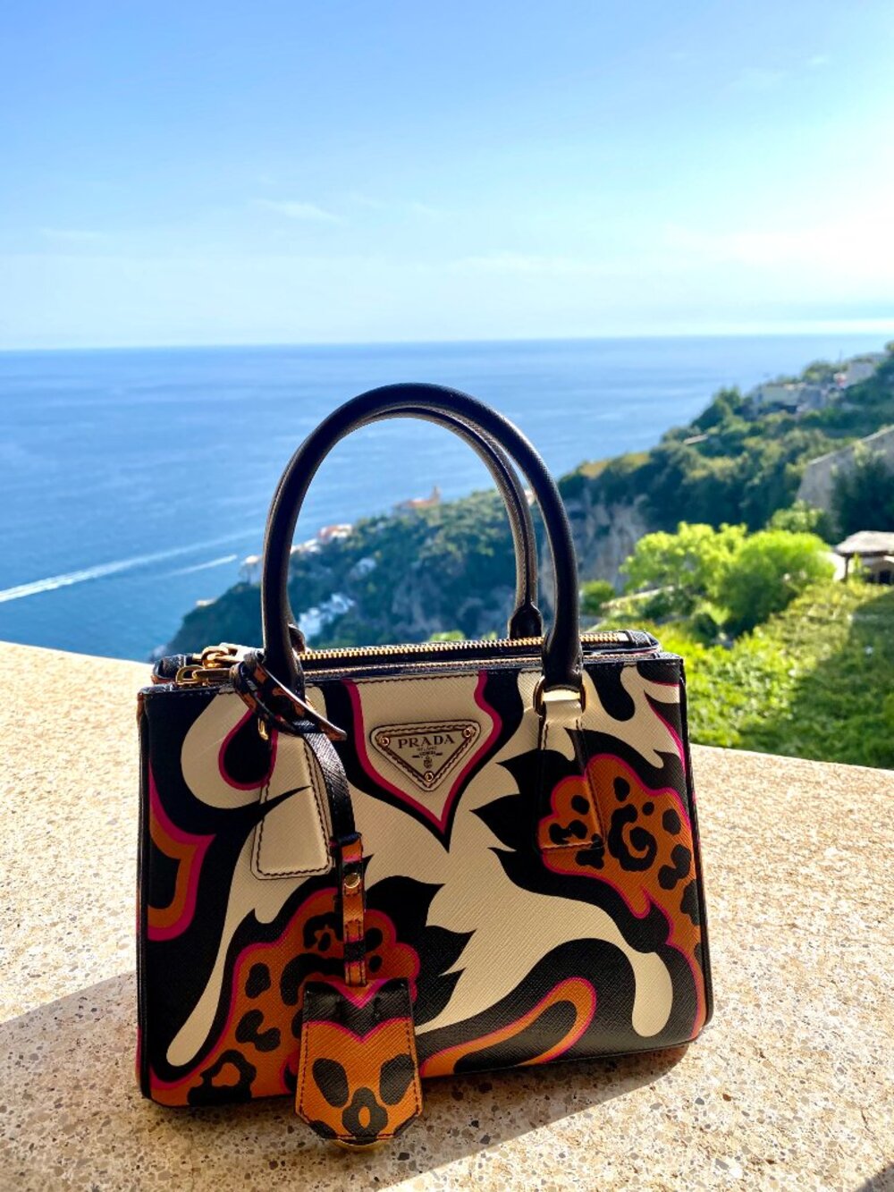 Prada Galleria Small Saffiano Print Bag - Limited Edition Ambra Multicolor